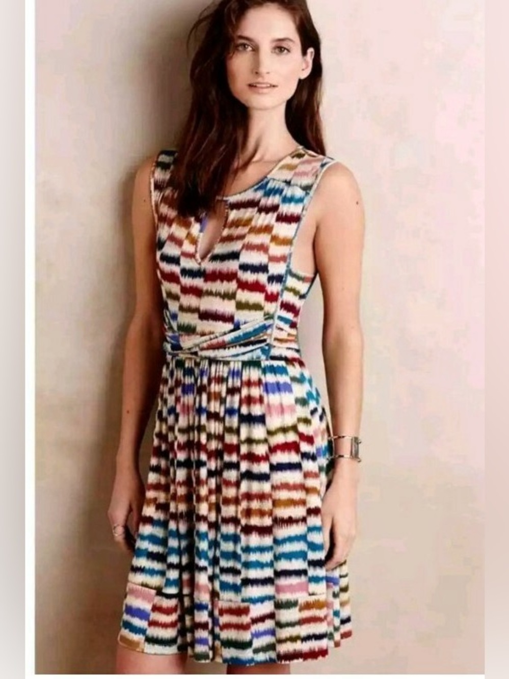 Anthropologie Maeve Sennebec Jersey
Knit Sleeveless Dress full lined Multicolour